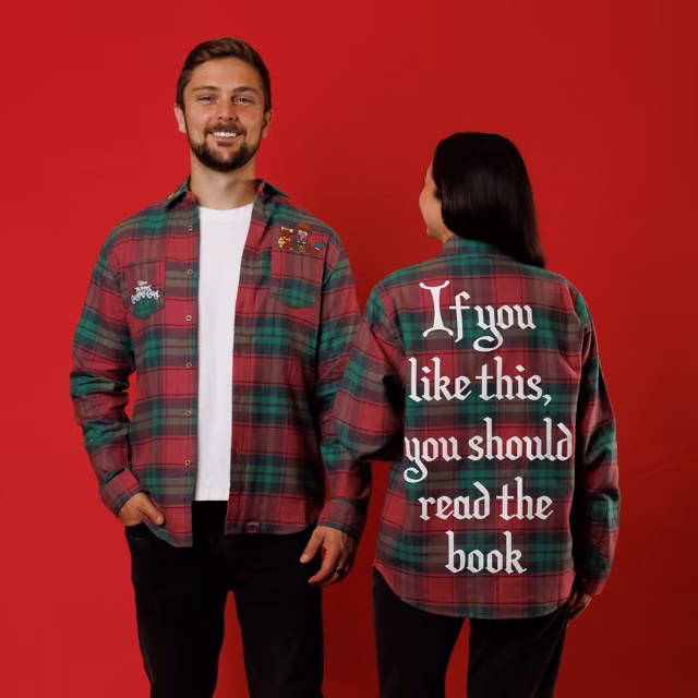 Two models show the front and back of the Cakeworthy Muppets Christmas Carol flannel