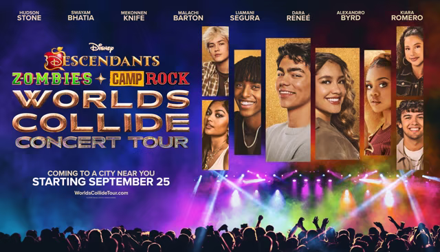 Official Disney Worlds Collide Concert Tour poster with Mekonnen Knife and the tour cast
