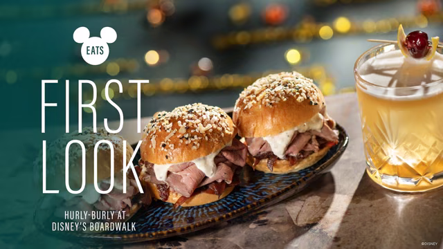 Roast beef sliders and a cocktail from Hurly-Burly at Disney's BoardWalk