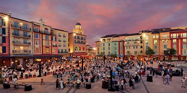 Harbor Nights set across the Harbor Piazza at Loews Portofino Bay Hotel