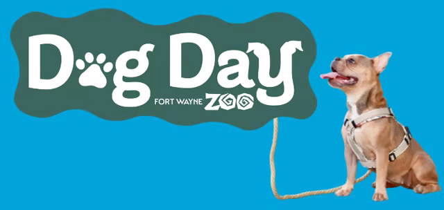 Official Fort Wayne Zoo Dog Day artwork with a leashed dog