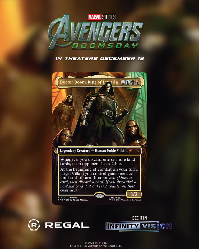 Doctor Doom King of Latveria Magic card for Regal's Avengers Doomsday promotion