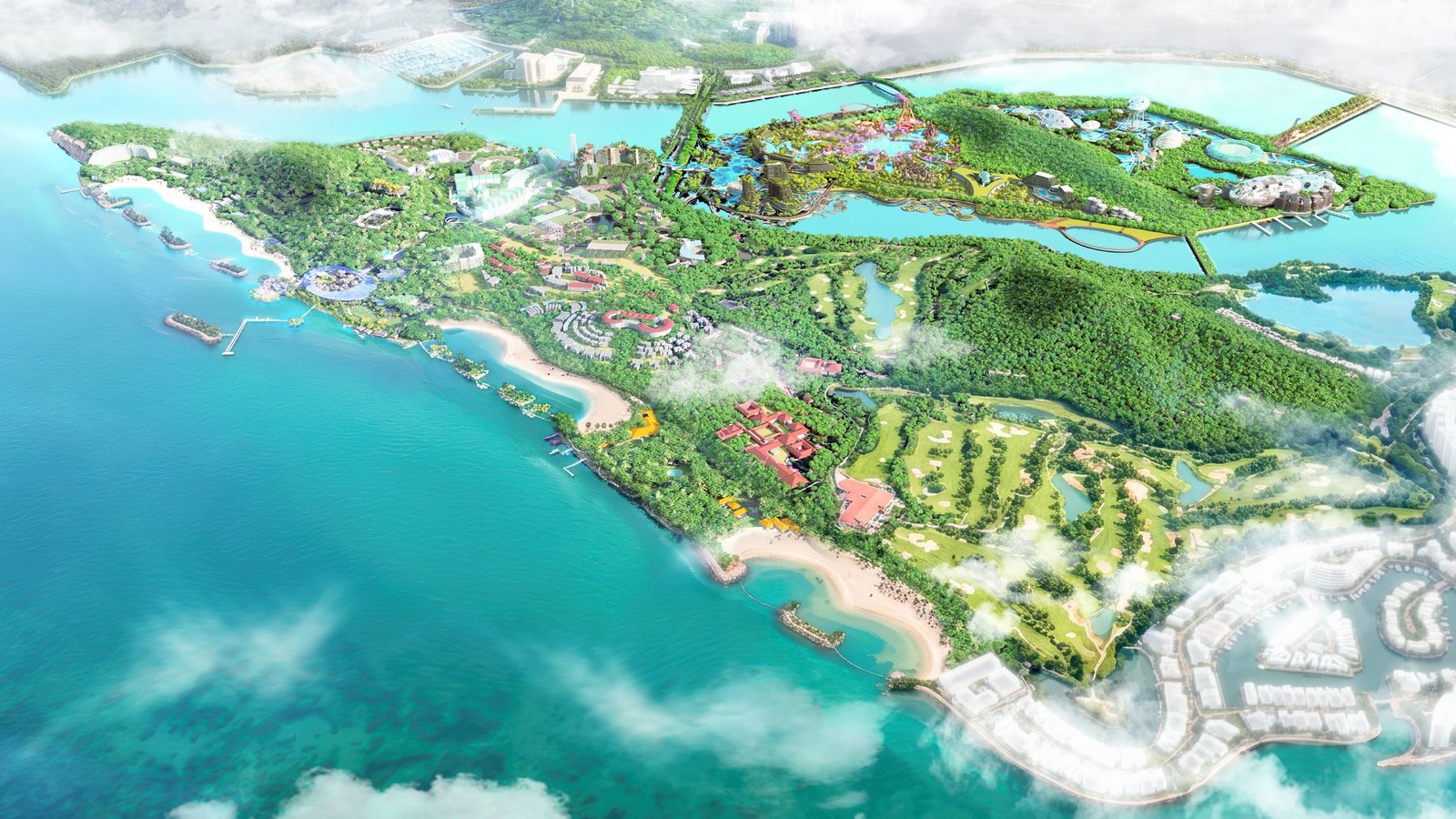 Artist's impression of a bird's-eye view of Greater Sentosa