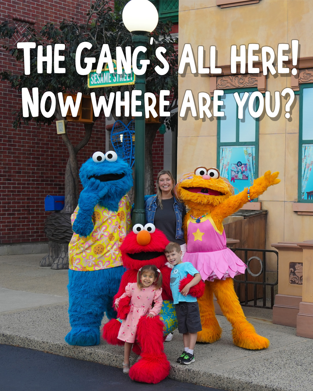 Cookie Monster, Elmo and Zoe welcome a family to Sesame Place Philadelphia
