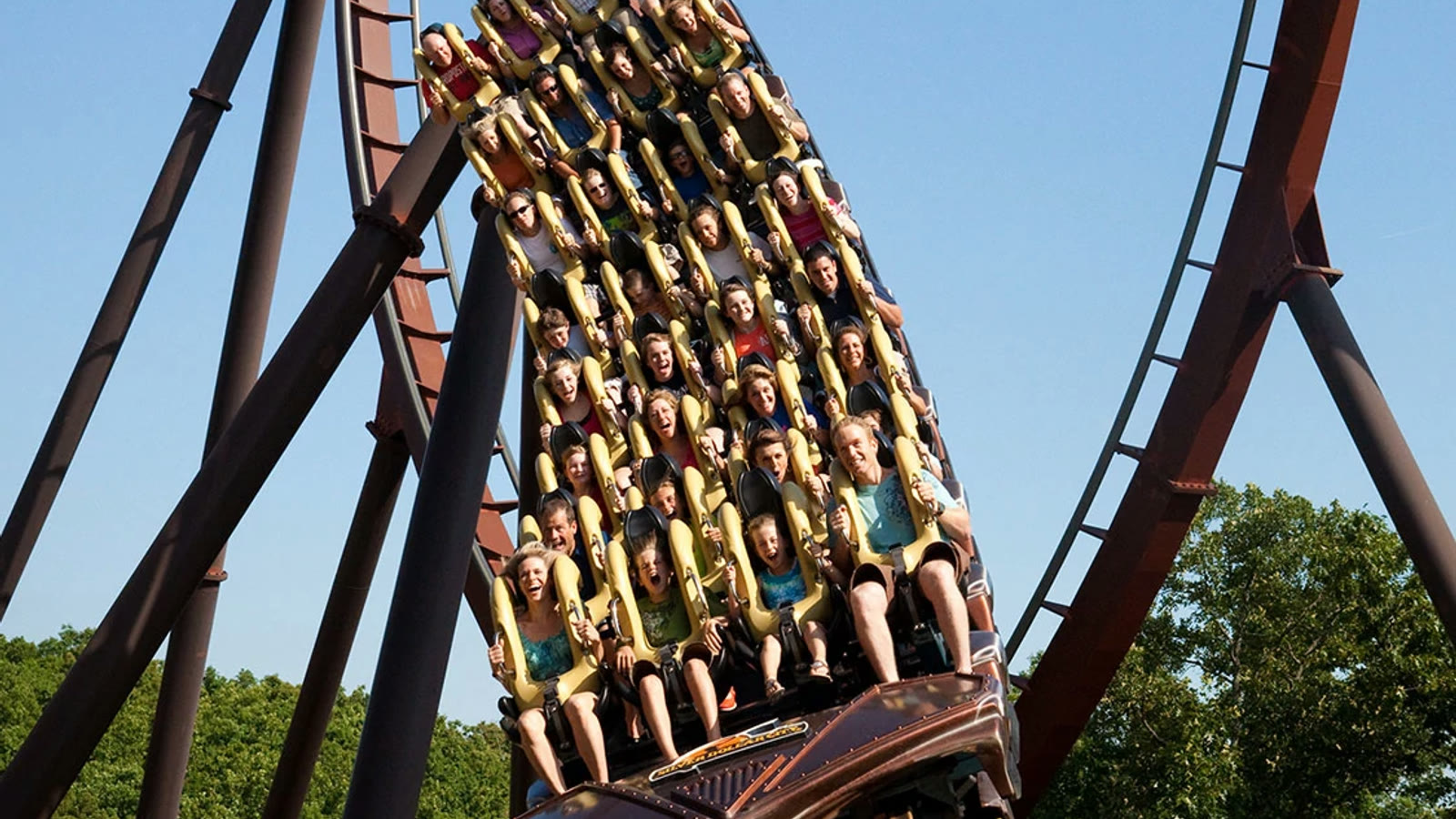 Guests ride WildFire at Silver Dollar City