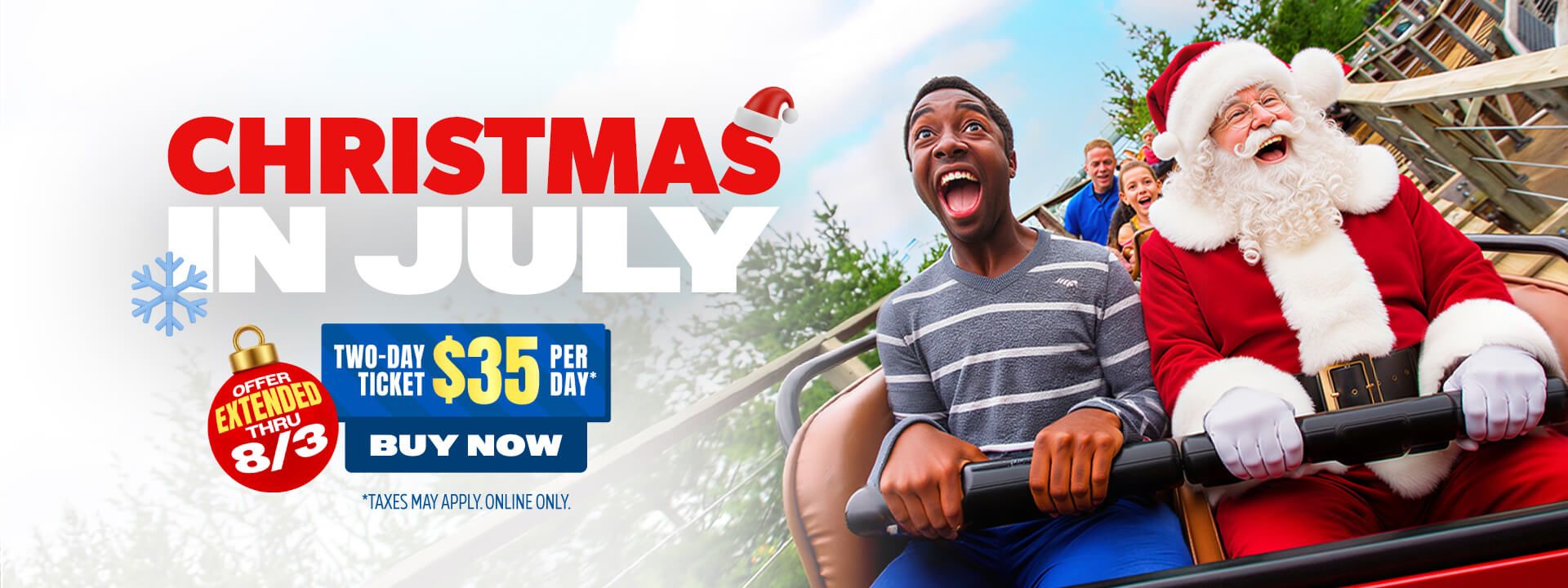 California's Great America Christmas in July ticket sale extension artwork