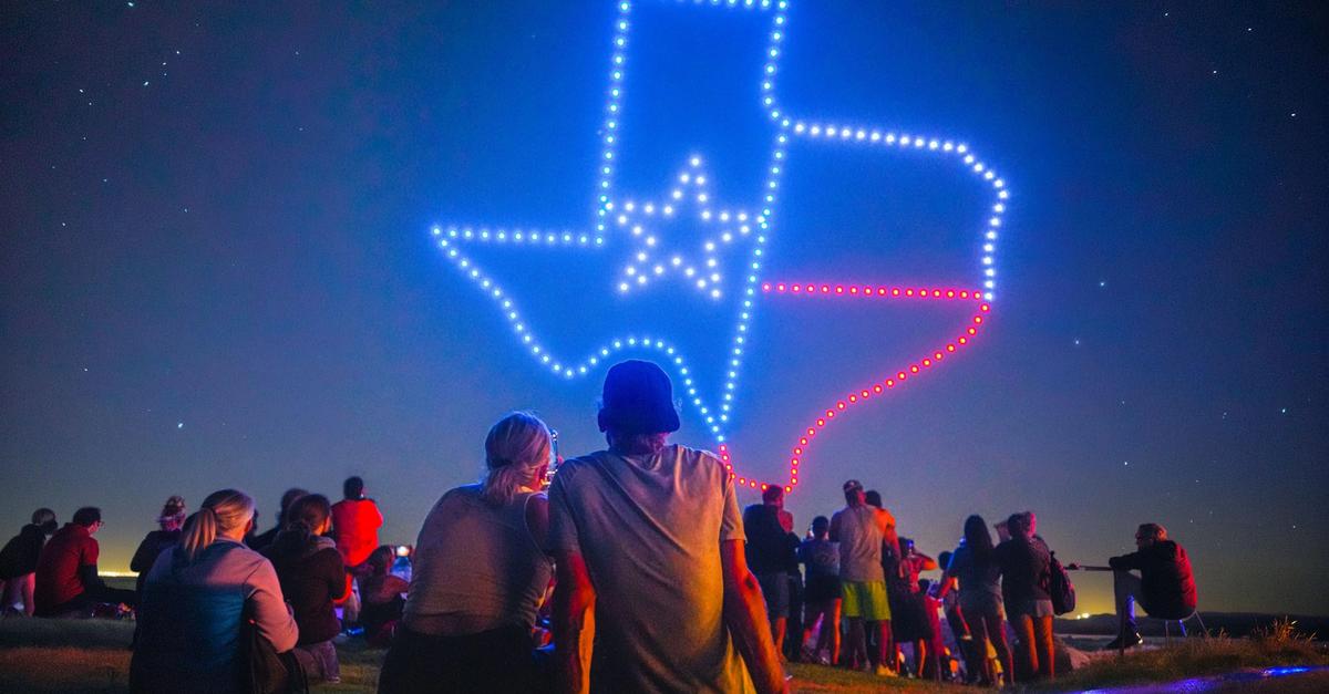 FiestaLuz drone show artwork from Six Flags Fiesta Texas