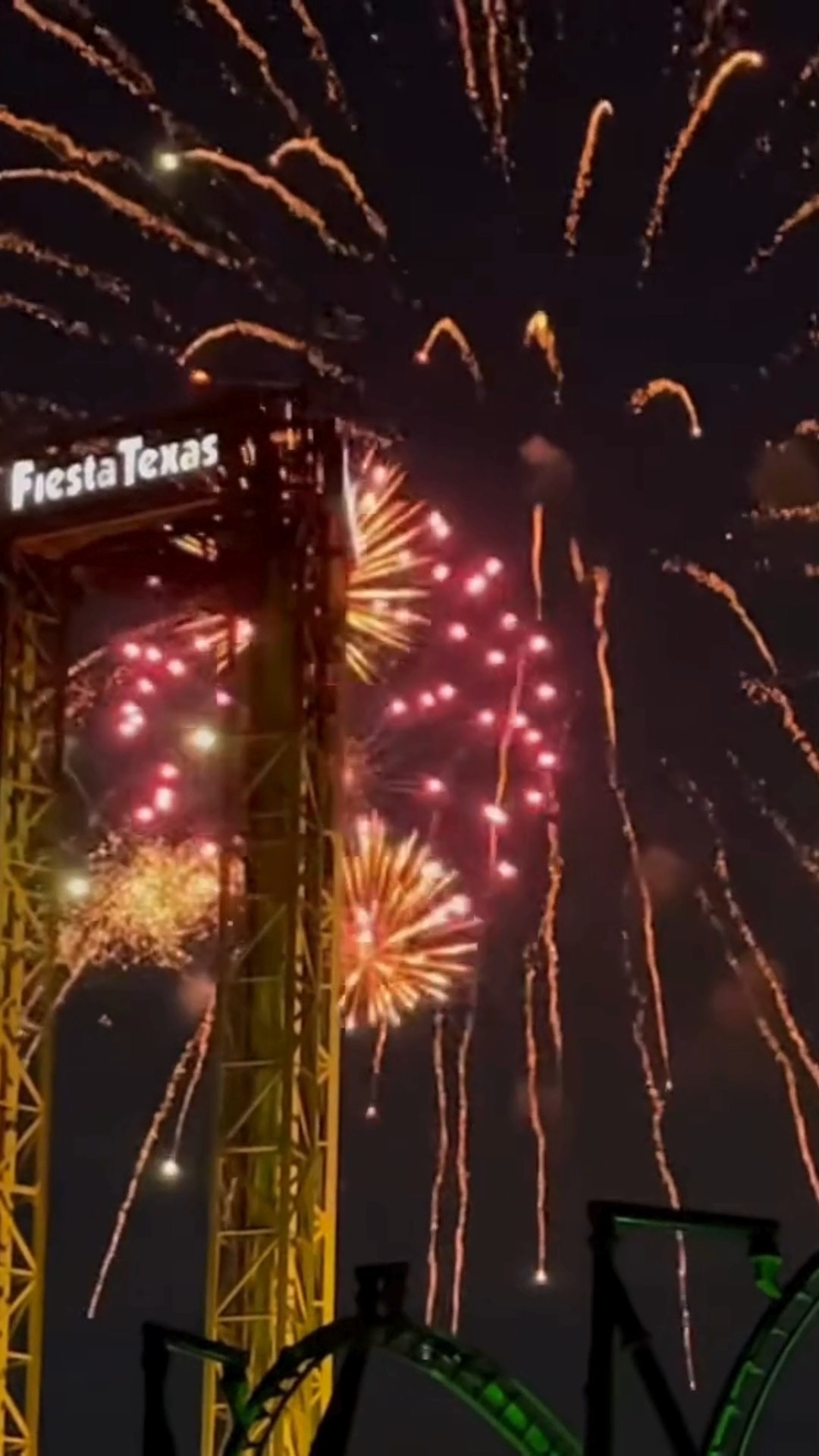 Fireworks above Six Flags Fiesta Texas in the park's schedule announcement