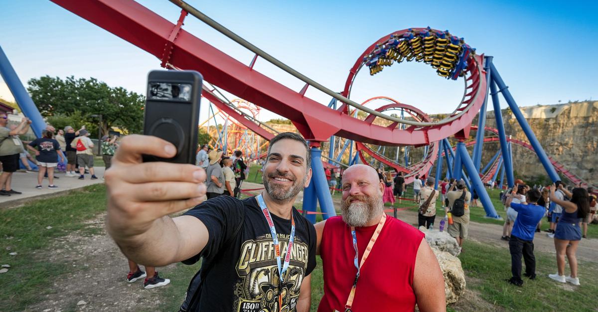 Roller coaster train at Six Flags Fiesta Texas