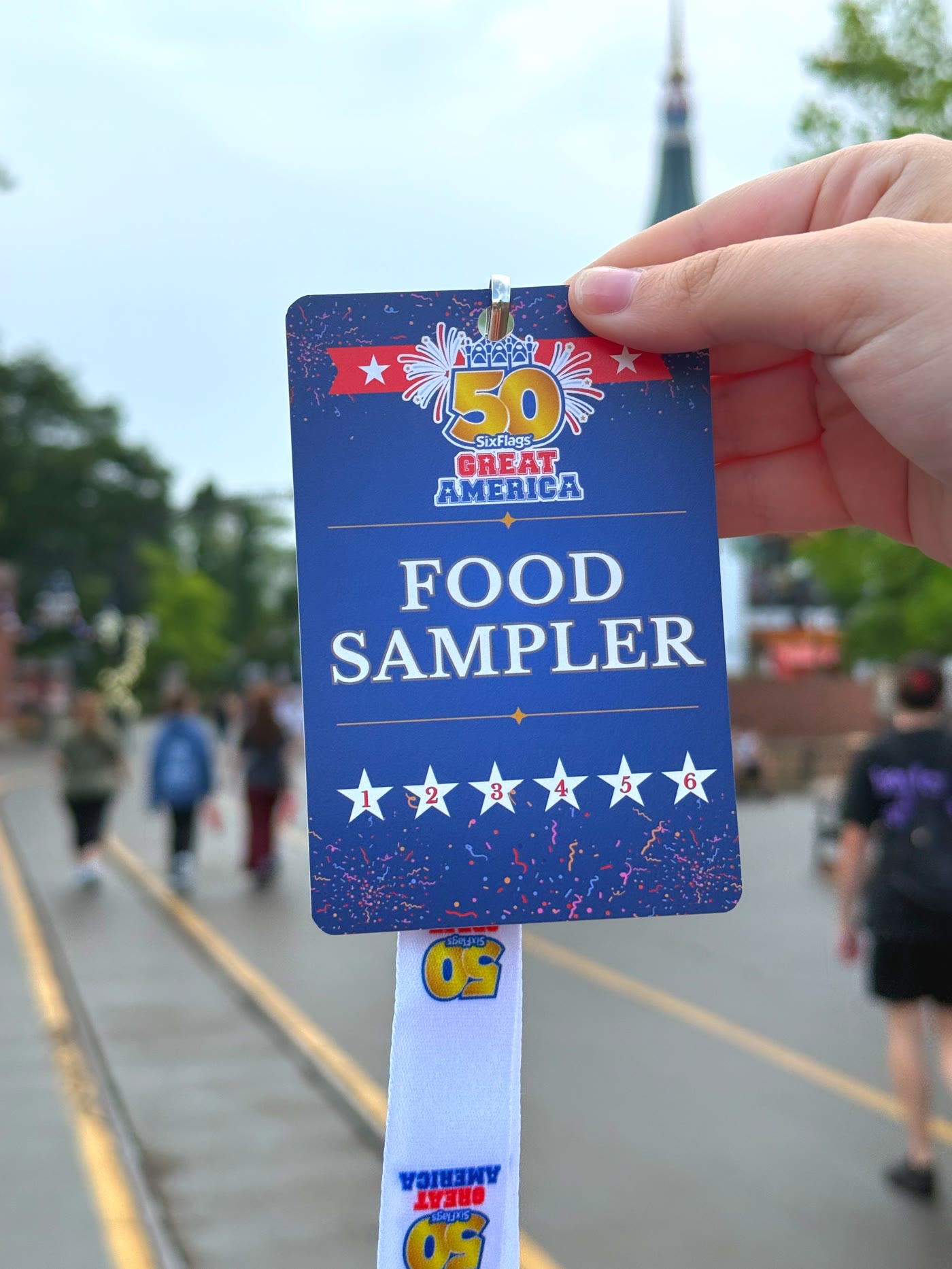 Six Flags Great America 50th Anniversary Food Sampler pass card