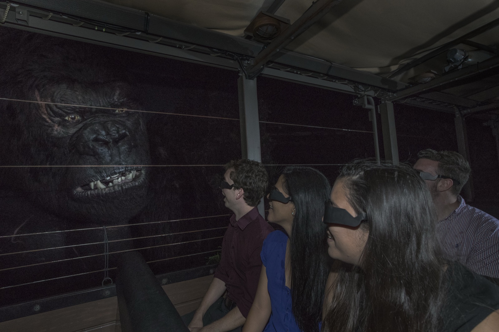 File photo: riders facing Kong inside the attraction.