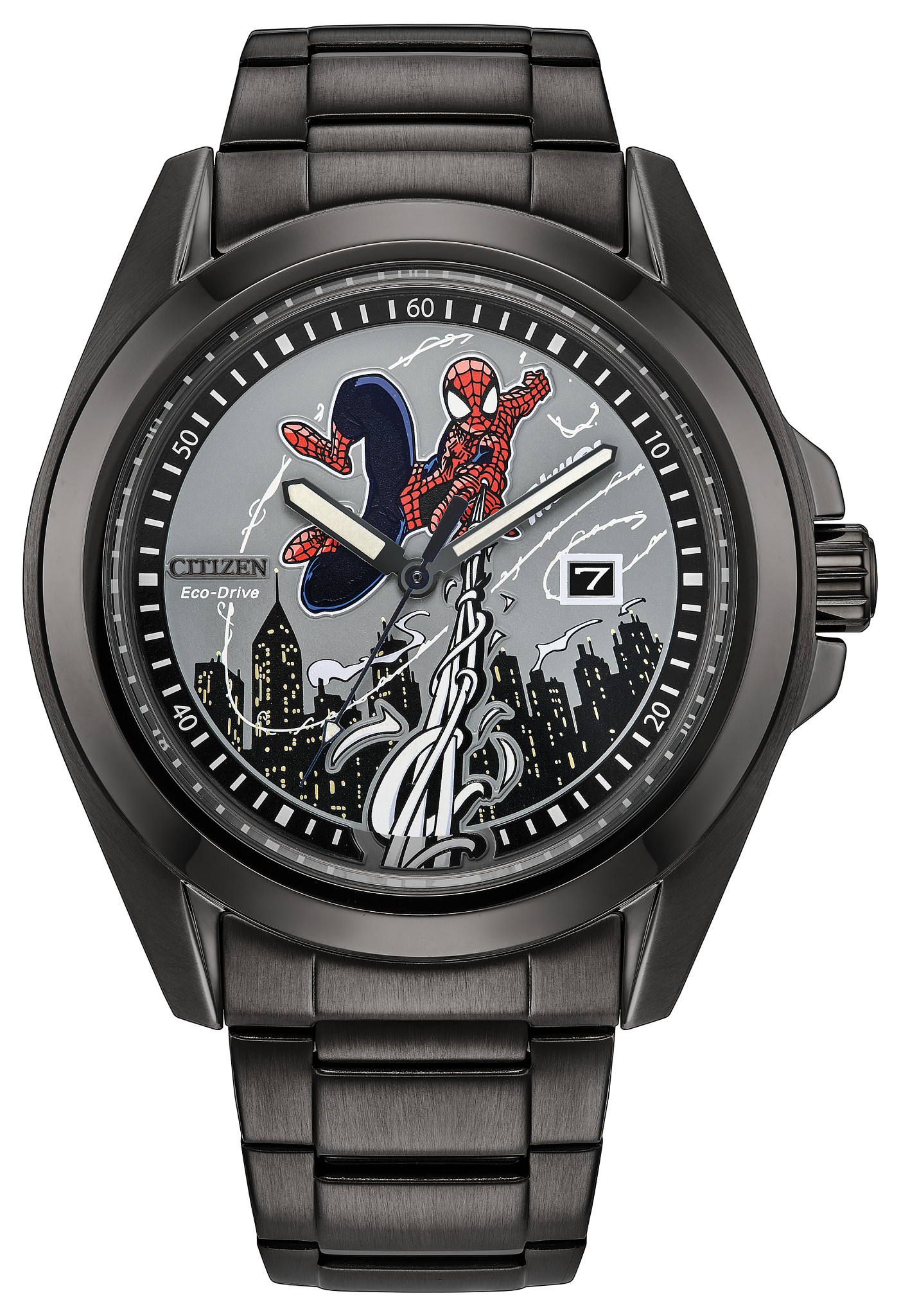 Citizen Spider-Man watch with Adam Kubert artwork across the dial
