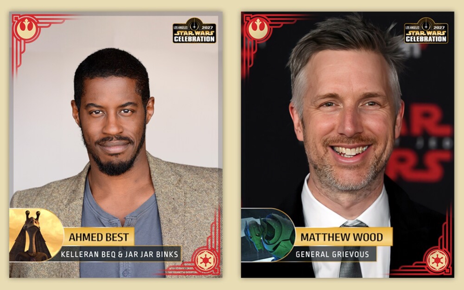 Ahmed Best and Matthew Wood in a Star Wars Celebration guest graphic