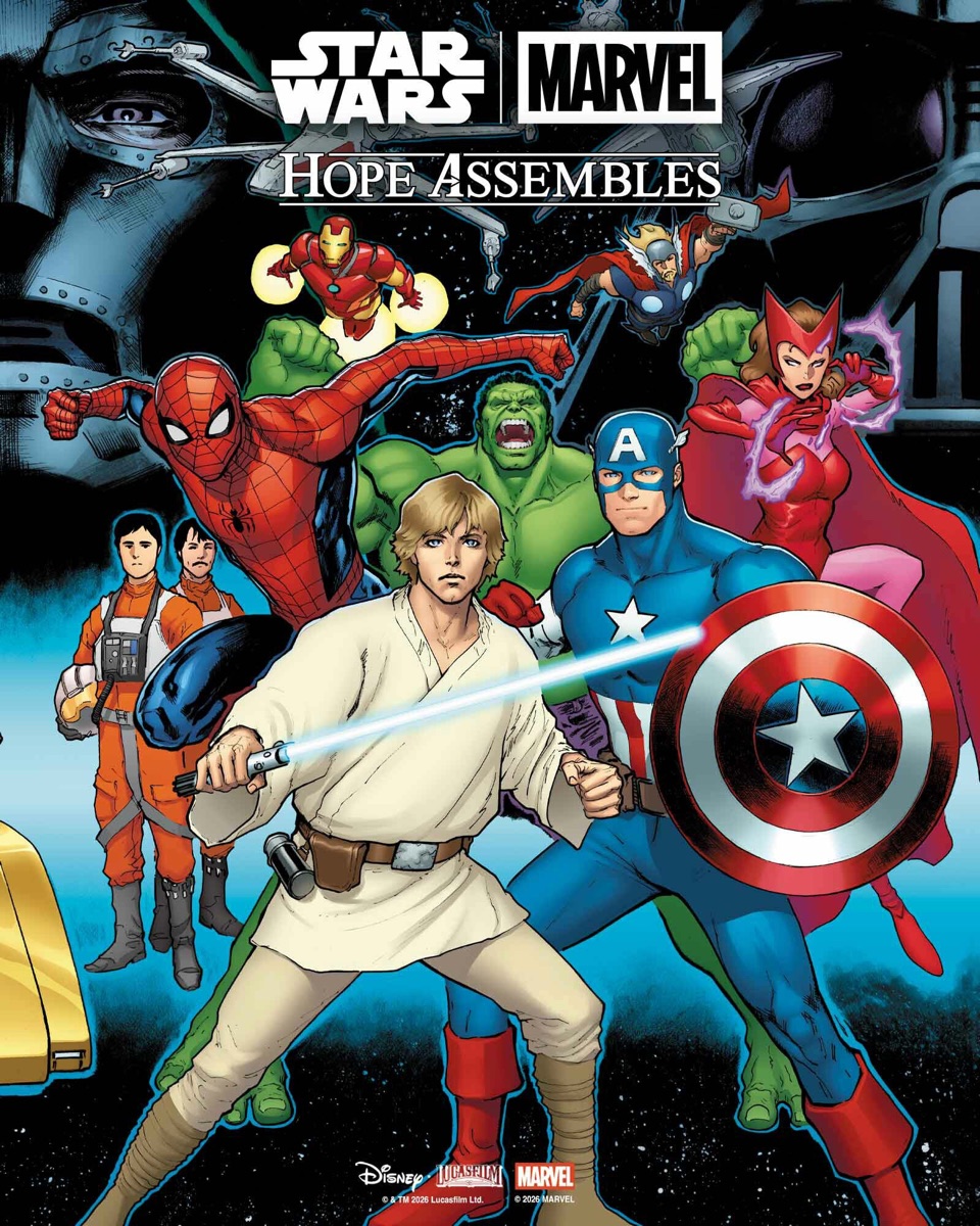 Luke Skywalker, Captain America, Spider-Man, Hulk and Scarlet Witch on a Hope Assembles cover