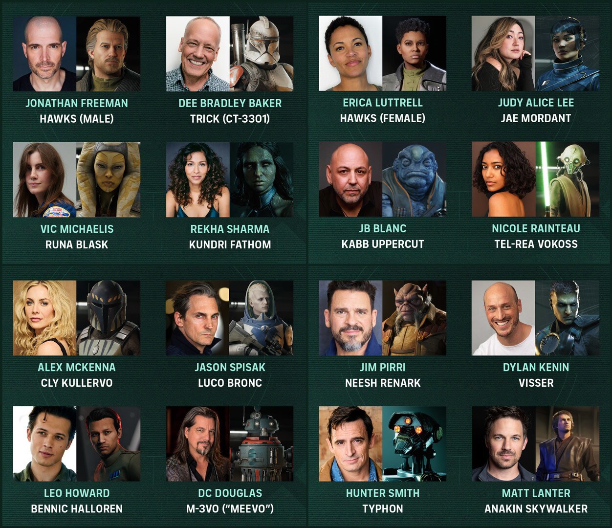 Star Wars Zero Company cast and character lineup