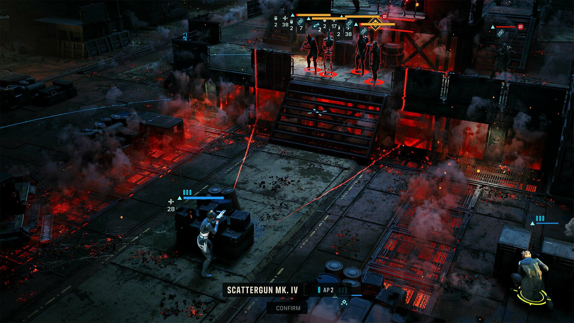 Jae uses a scattergun in Star Wars Zero Company