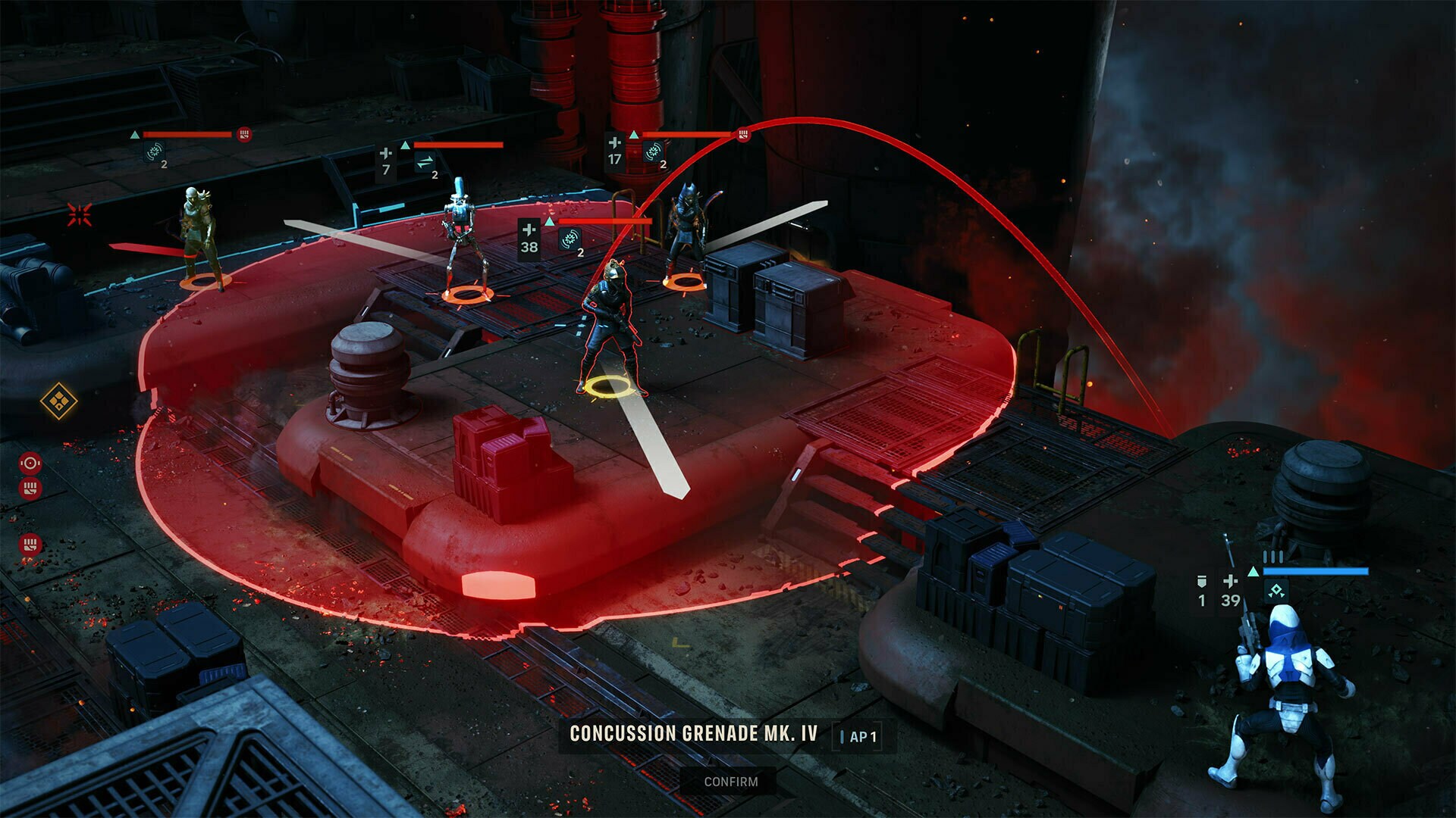 Luco throws a concussion grenade in Star Wars Zero Company