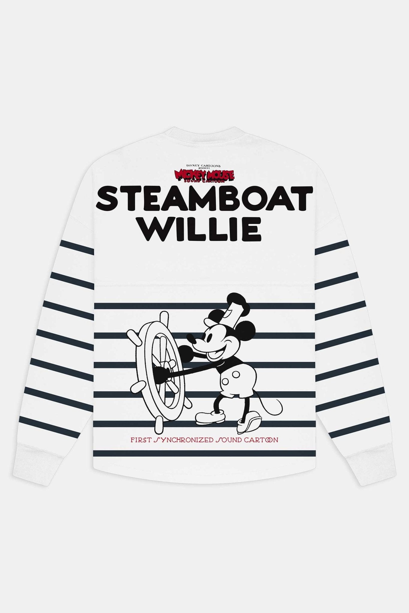 Back product view of the striped Steamboat Willie Spirit Jersey