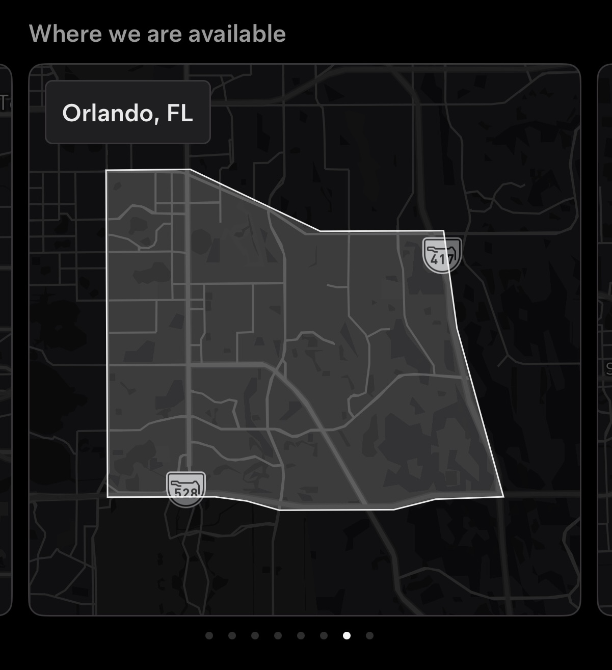 Tesla Robotaxi service map for Orlando, Florida