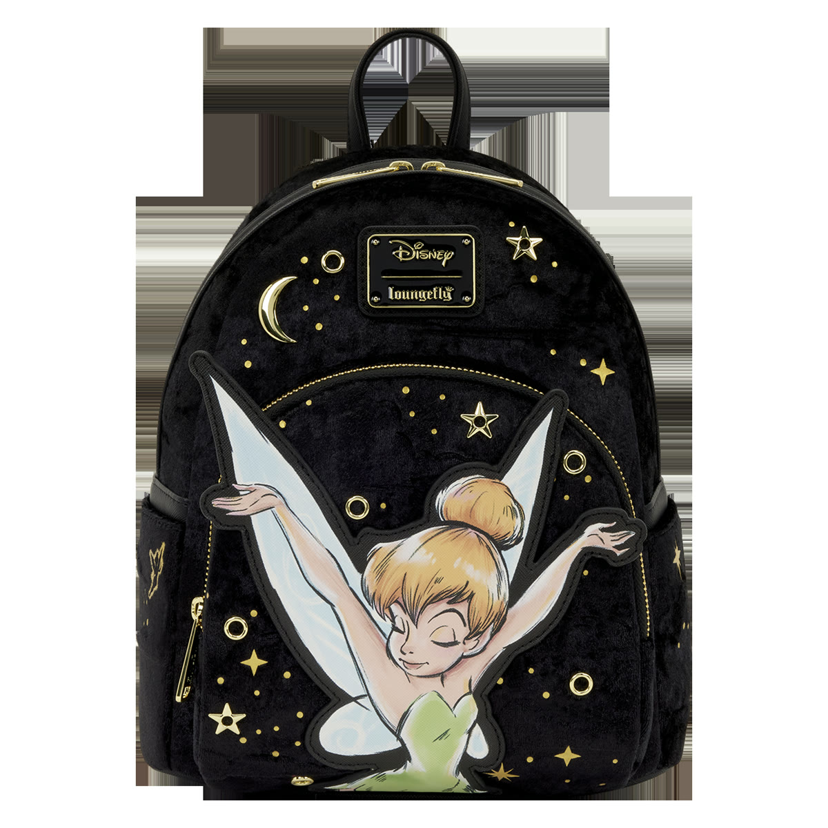 Front of the Tinker Bell Pixie Dust velvet mini backpack