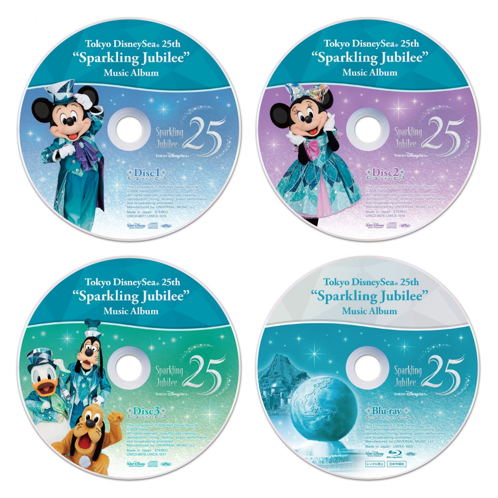 Three character picture CDs and one Tokyo DisneySea picture Blu-ray