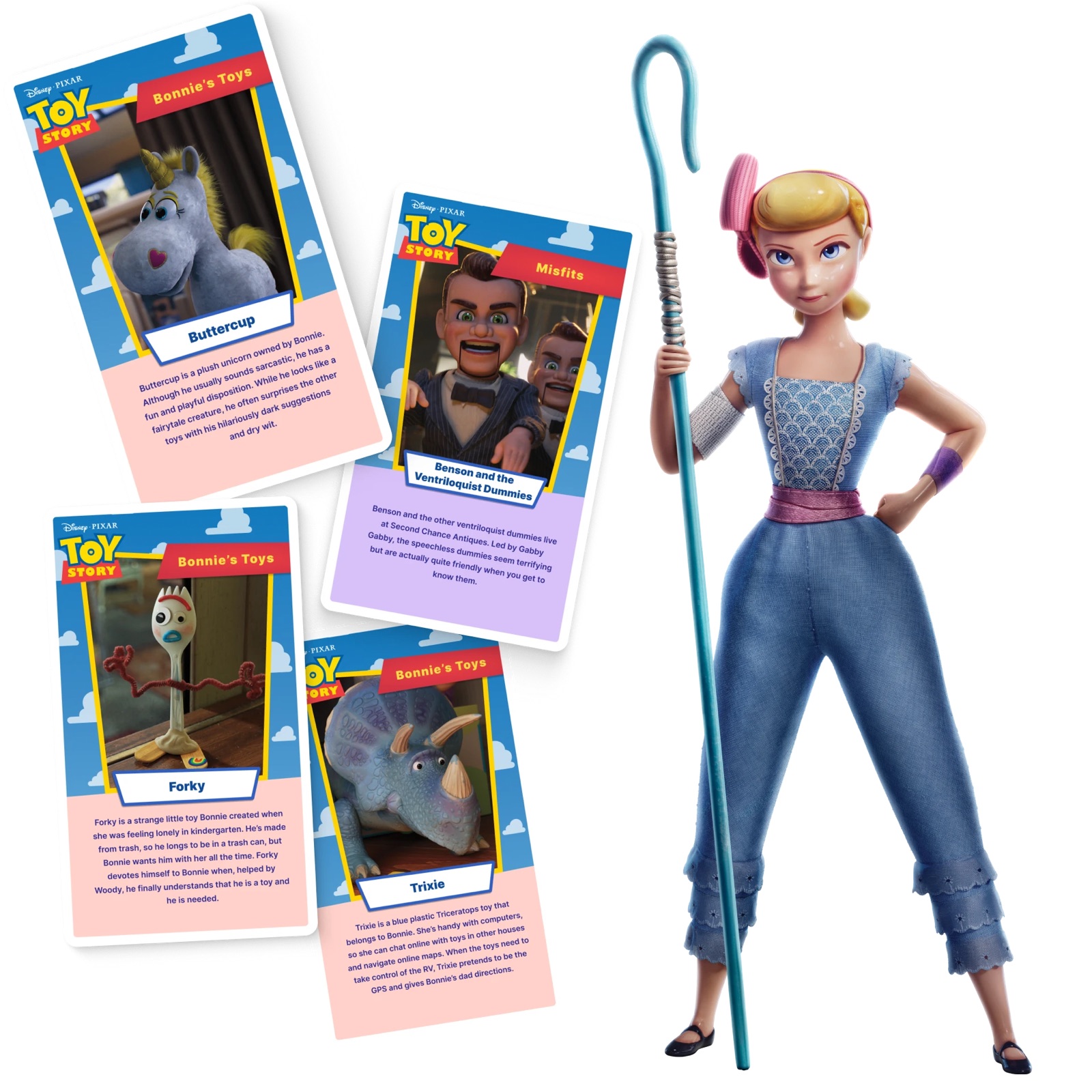 Toy Story character cards unlocked during the Bo Peep challenge