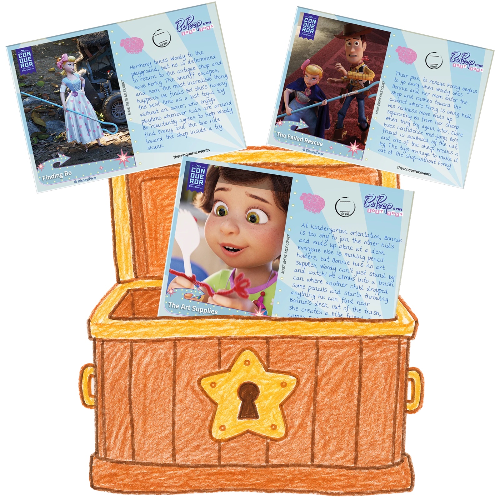 Virtual postcards unlocked during the Bo Peep challenge