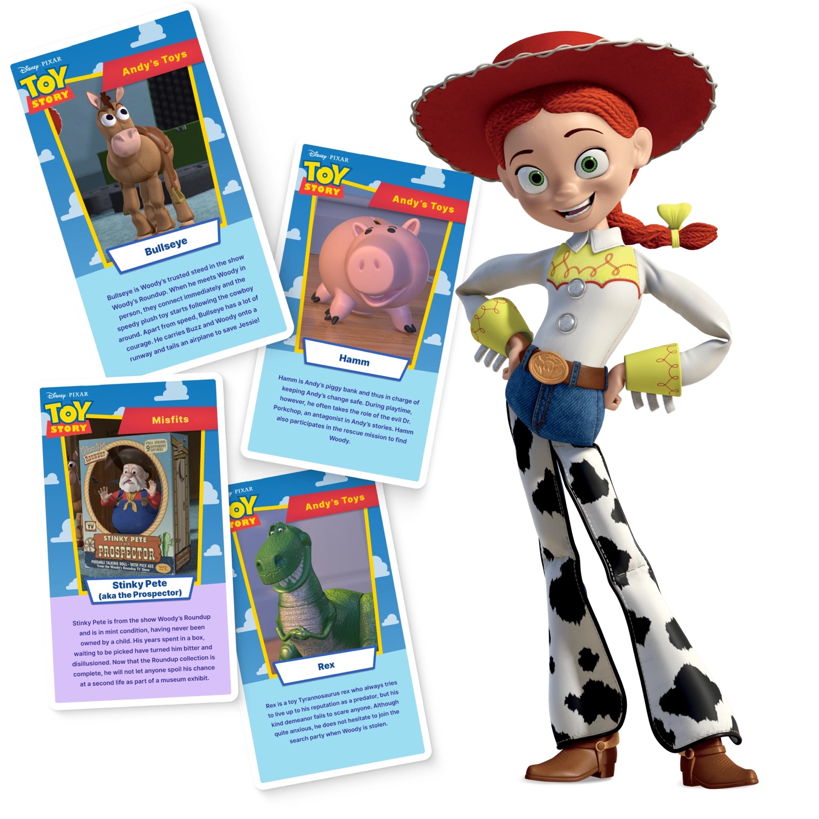Toy Story character cards unlocked during the Jessie challenge