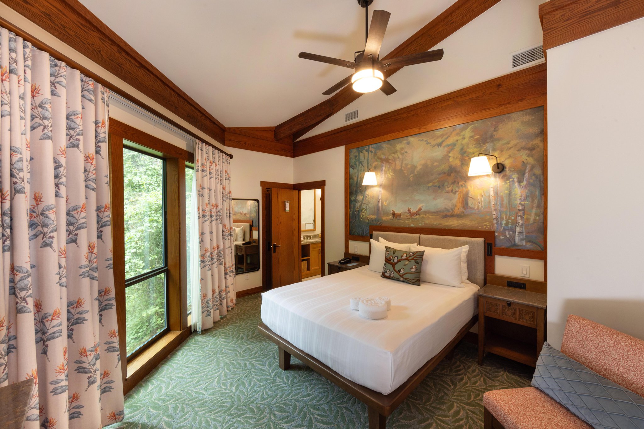Bedroom inside a refreshed Treehouse Villa at Disney's Saratoga Springs Resort & Spa