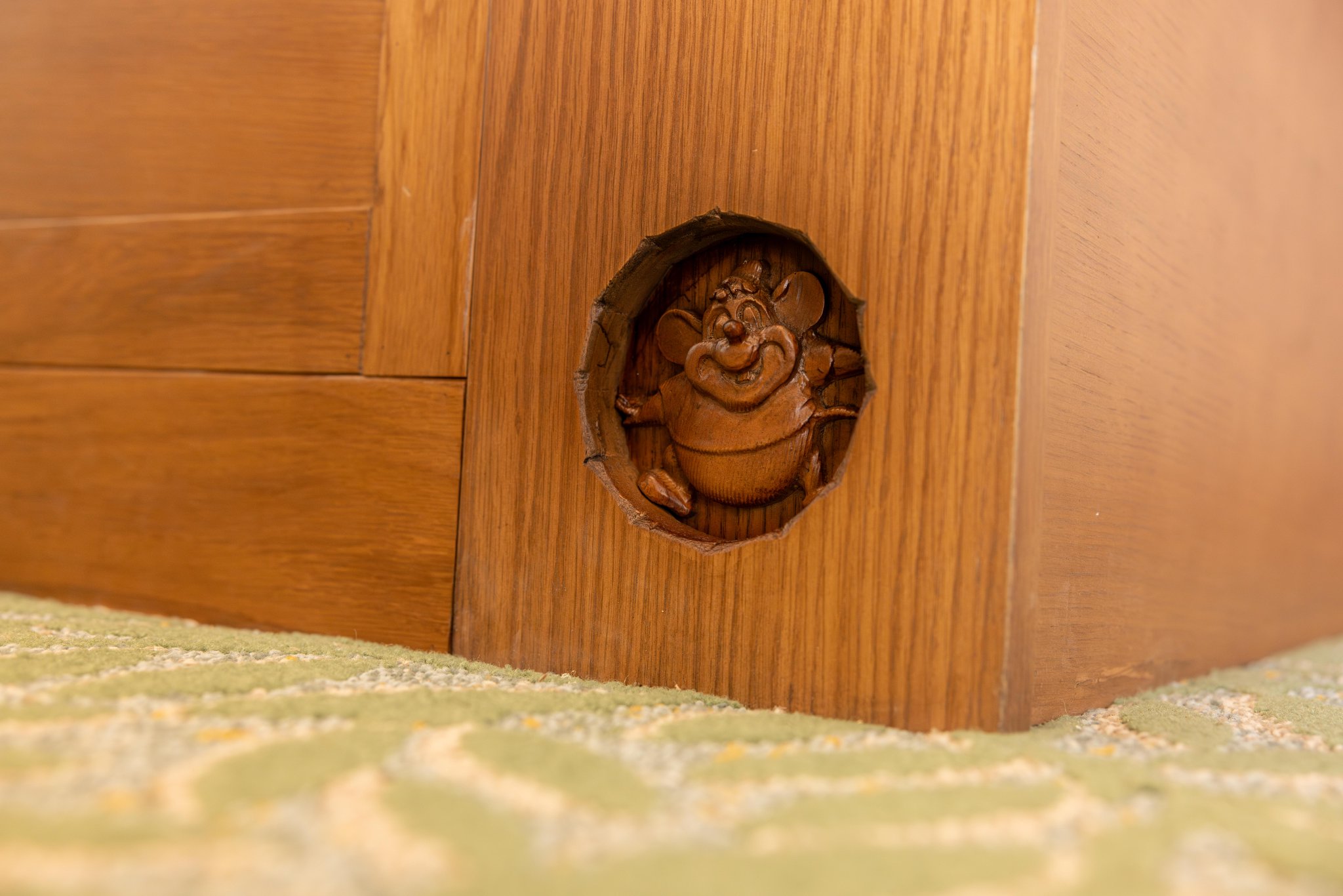 Hidden Mickey-style wood carving inside a refreshed Treehouse Villa at Disney's Saratoga Springs Resort & Spa