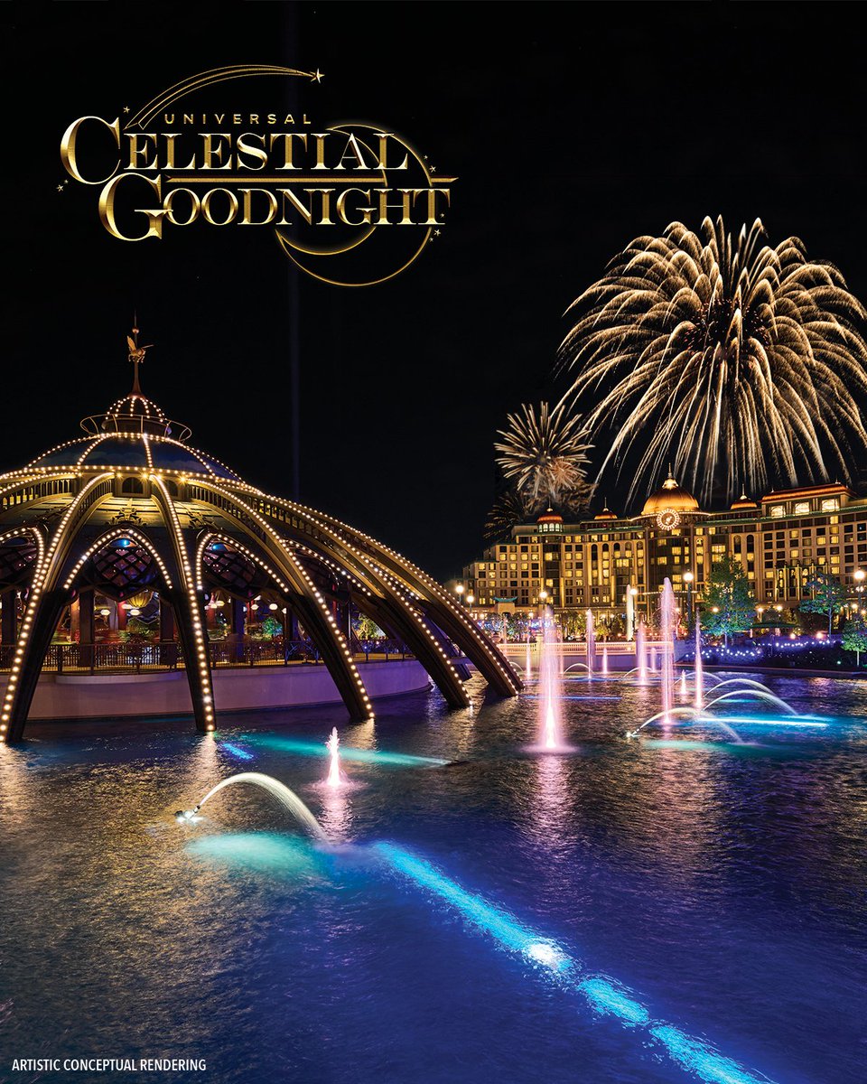 Universal Celestial Goodnight fireworks above Celestial Park at Universal Epic Universe