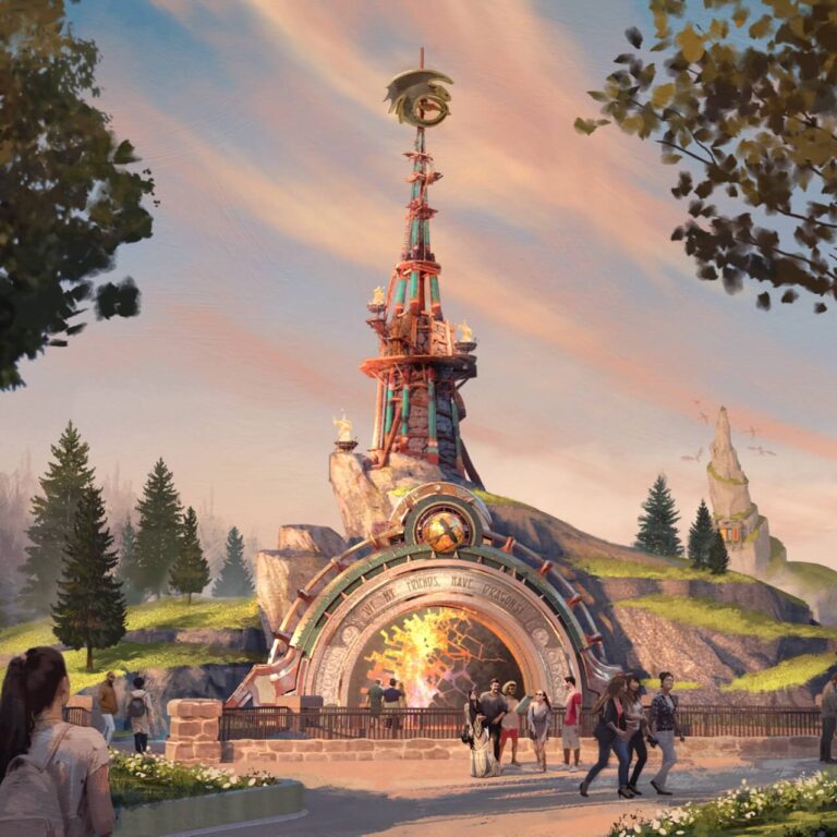 Official rendering of the Isle of Berk portal at Universal Epic Universe