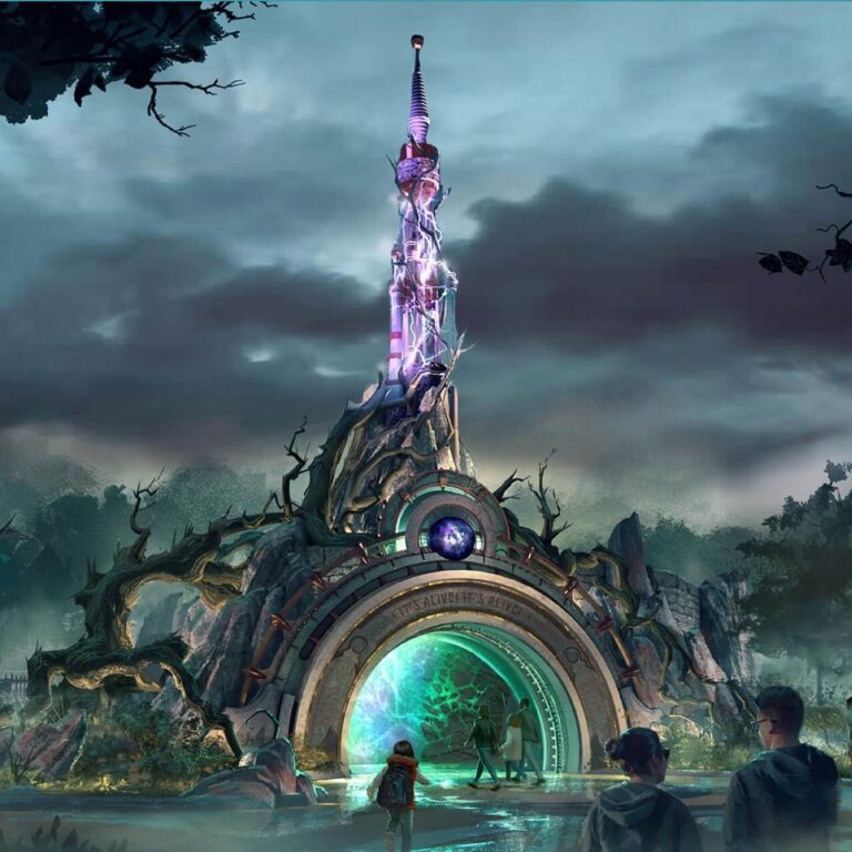 Official rendering of the Dark Universe portal at Universal Epic Universe