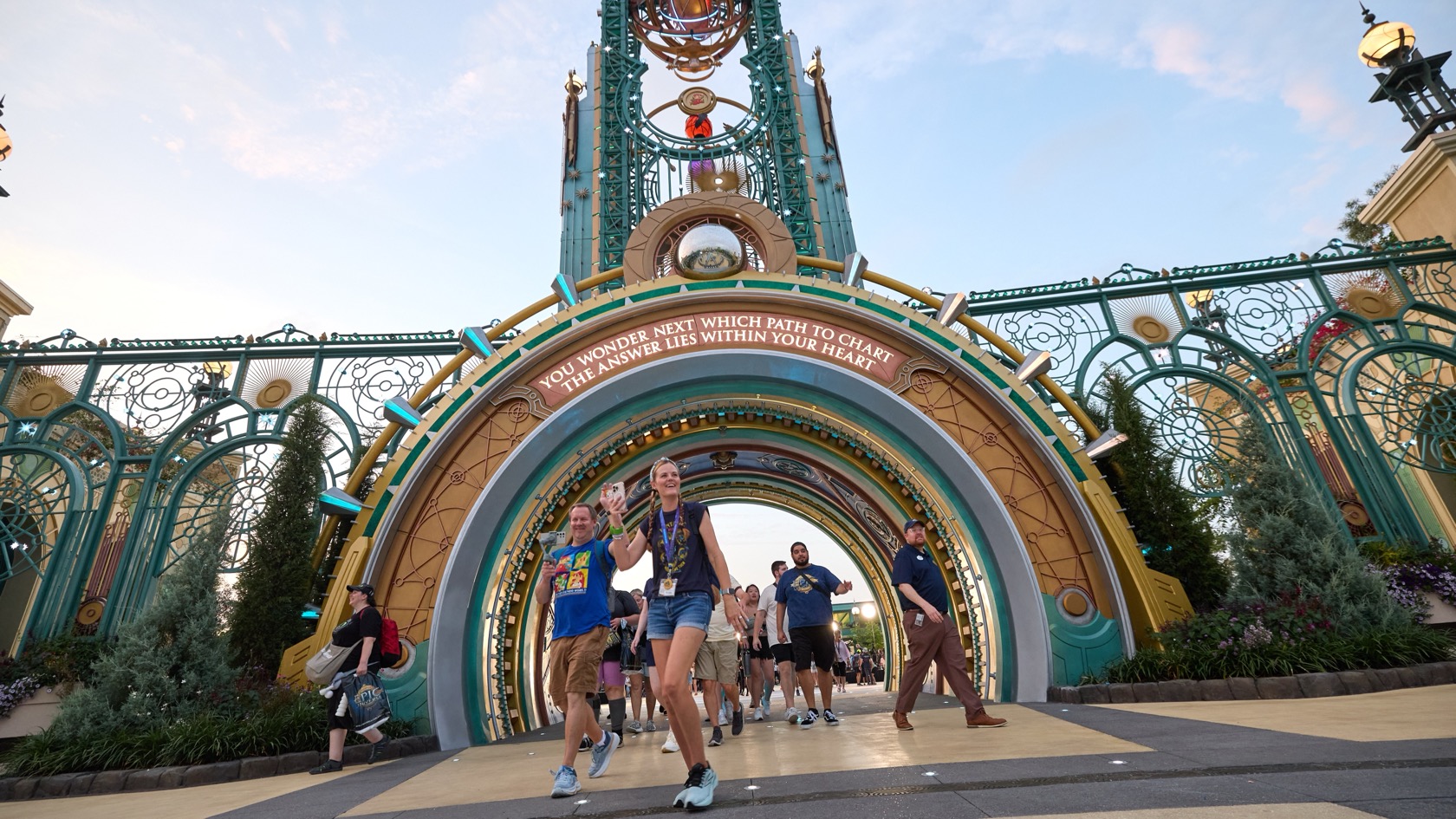 Guests walking into Universal Epic Universe