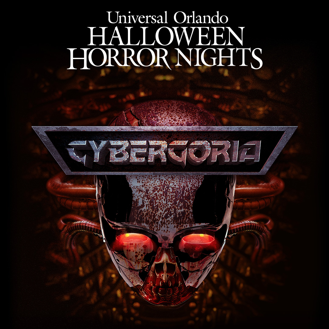 Cybergoria key art for Halloween Horror Nights 35 at Universal Orlando