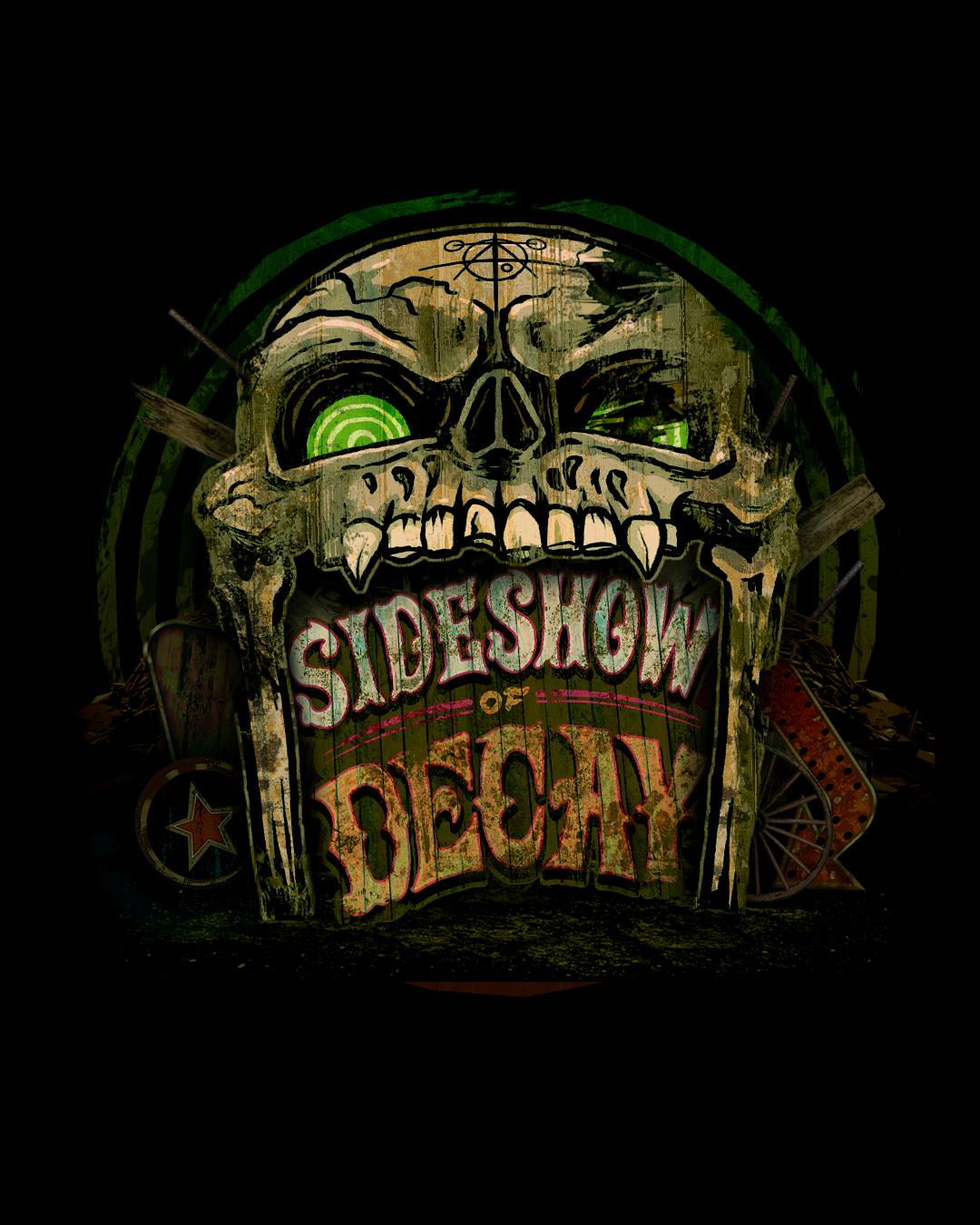 Sideshow of Decay scare zone artwork for Halloween Horror Nights 35