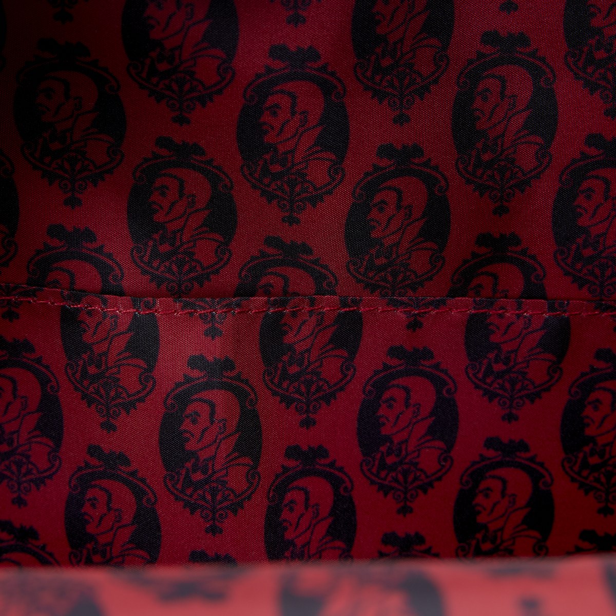 Red lining inside the Dracula mini backpack