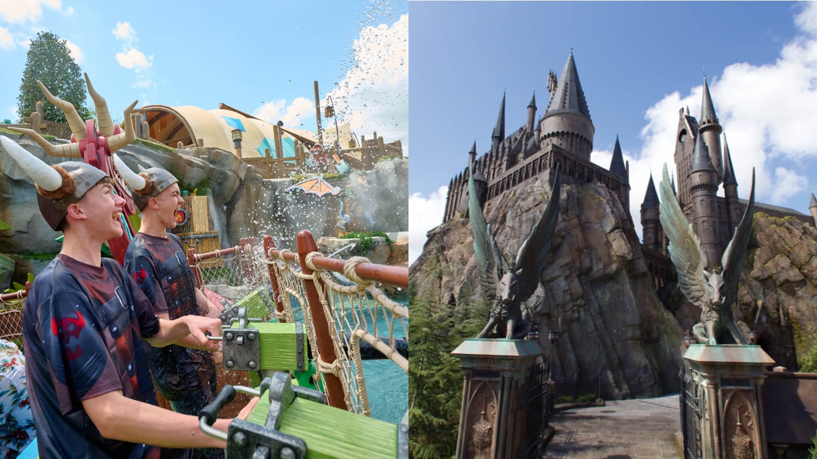 Fyre Drill riders and Hogwarts Castle at Universal Orlando Resort