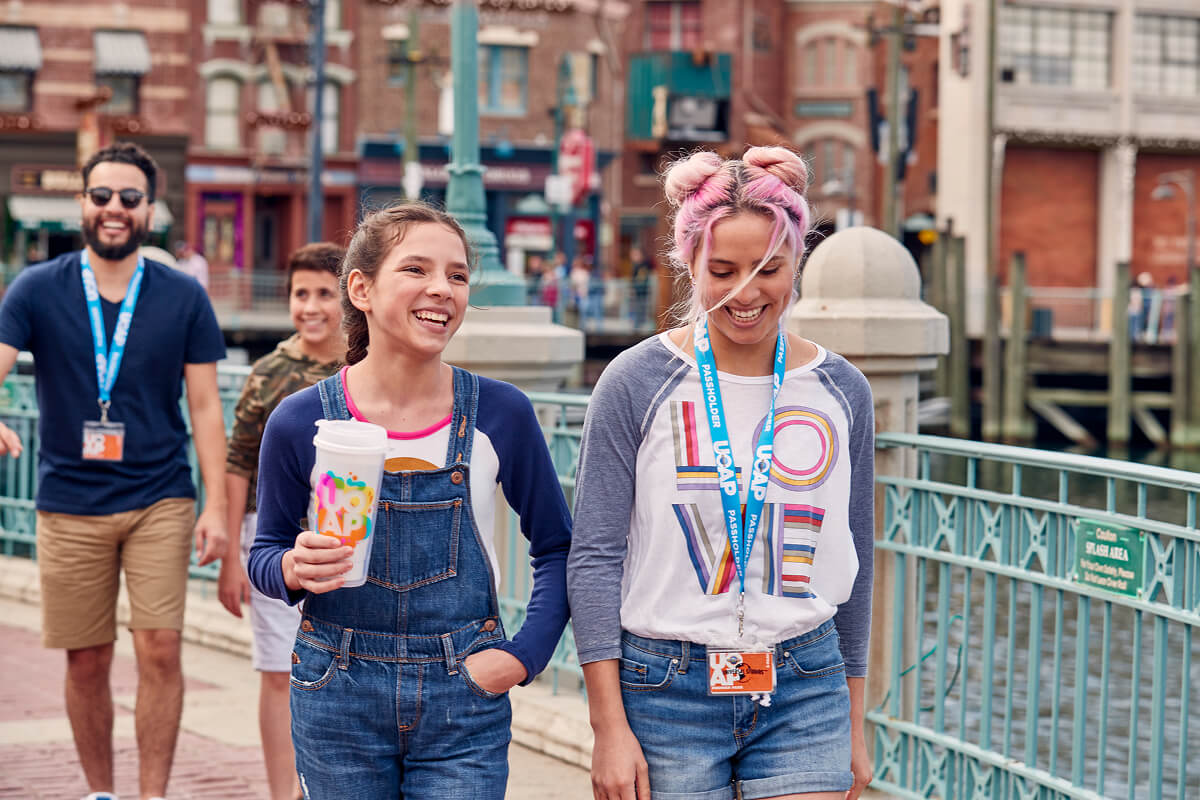 Universal Orlando Passholders walking together near the parks