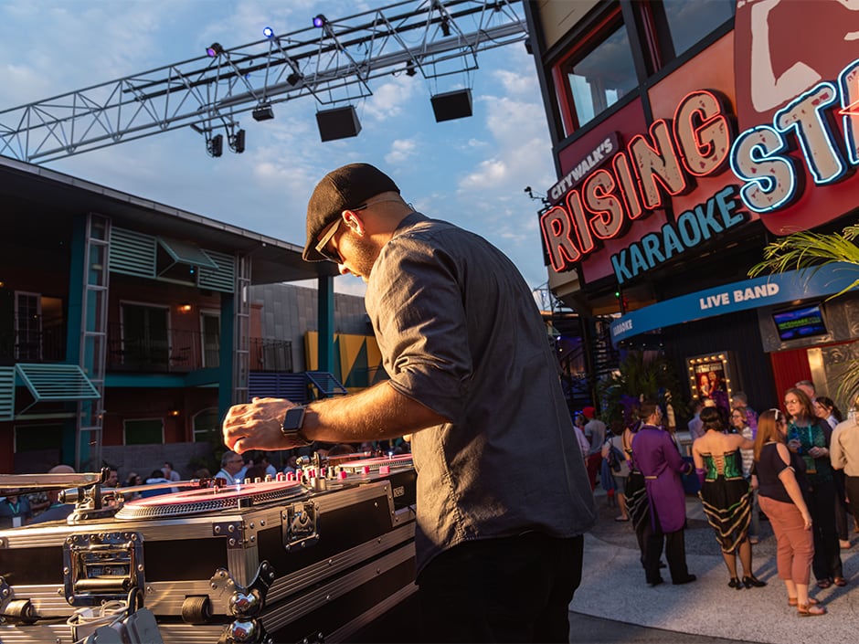 A live DJ performs at Universal Orlando's Fourth of July celebration