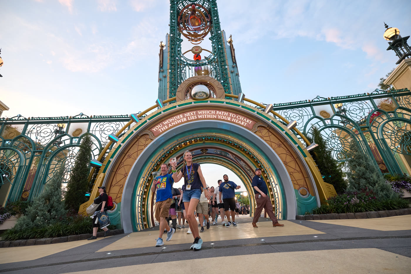 Guests entering the Celestial Park portal at Universal Epic Universe