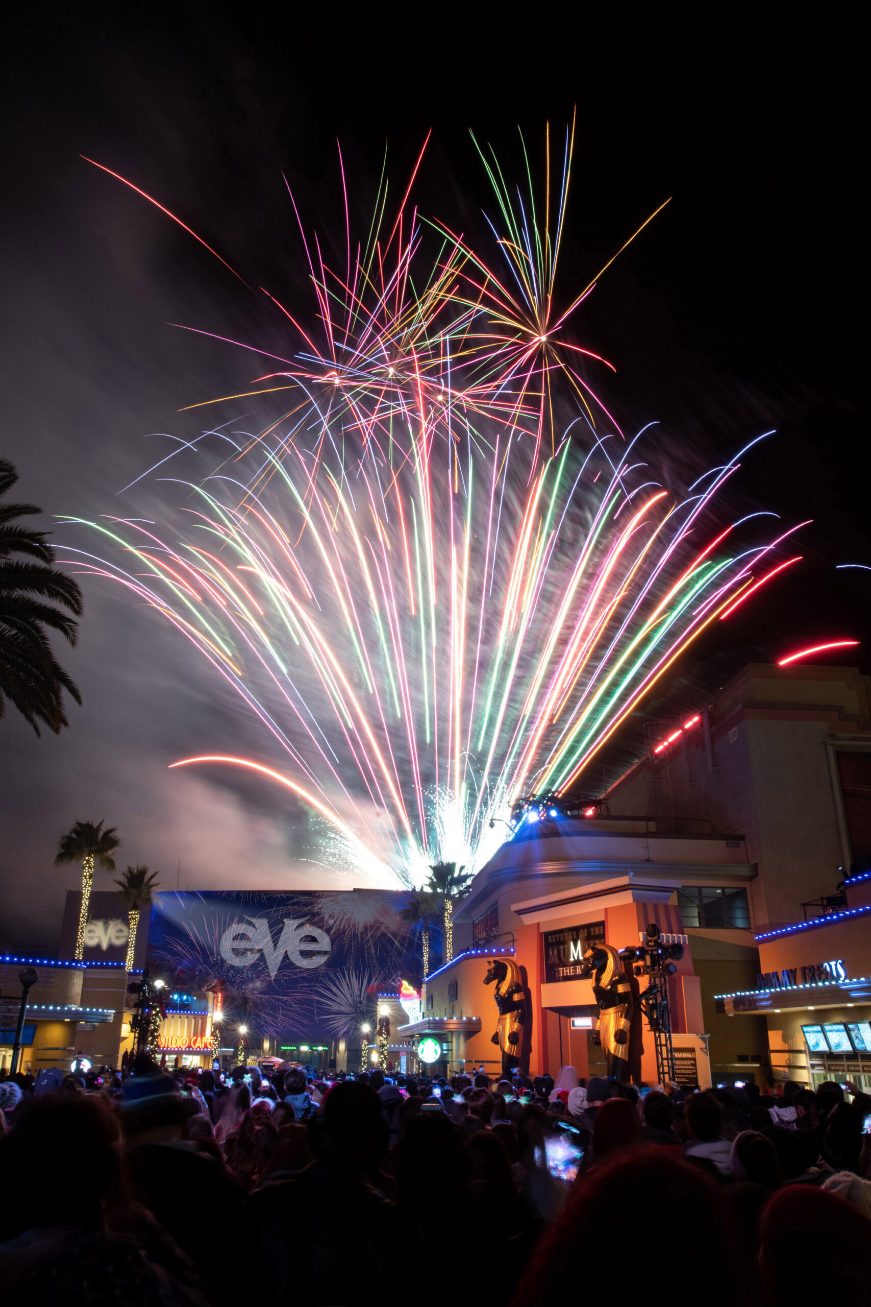 Fireworks above Universal Studios Hollywood
