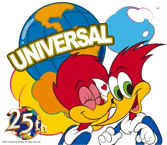 Woody and Winnie Woodpecker together in a Universal Studios Japan 25th-anniversary LINE sticker preview