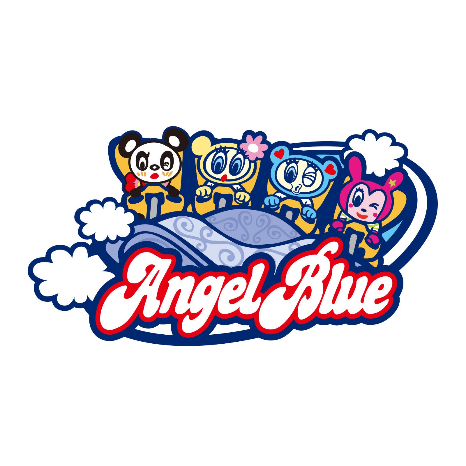 Angel Blue characters in retro Universal Studios Japan artwork