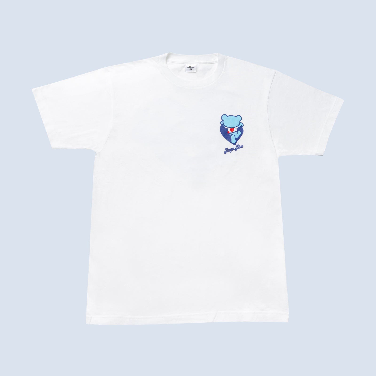 Front of the white Angel Blue LOVE HAS NO LIMIT T-shirt