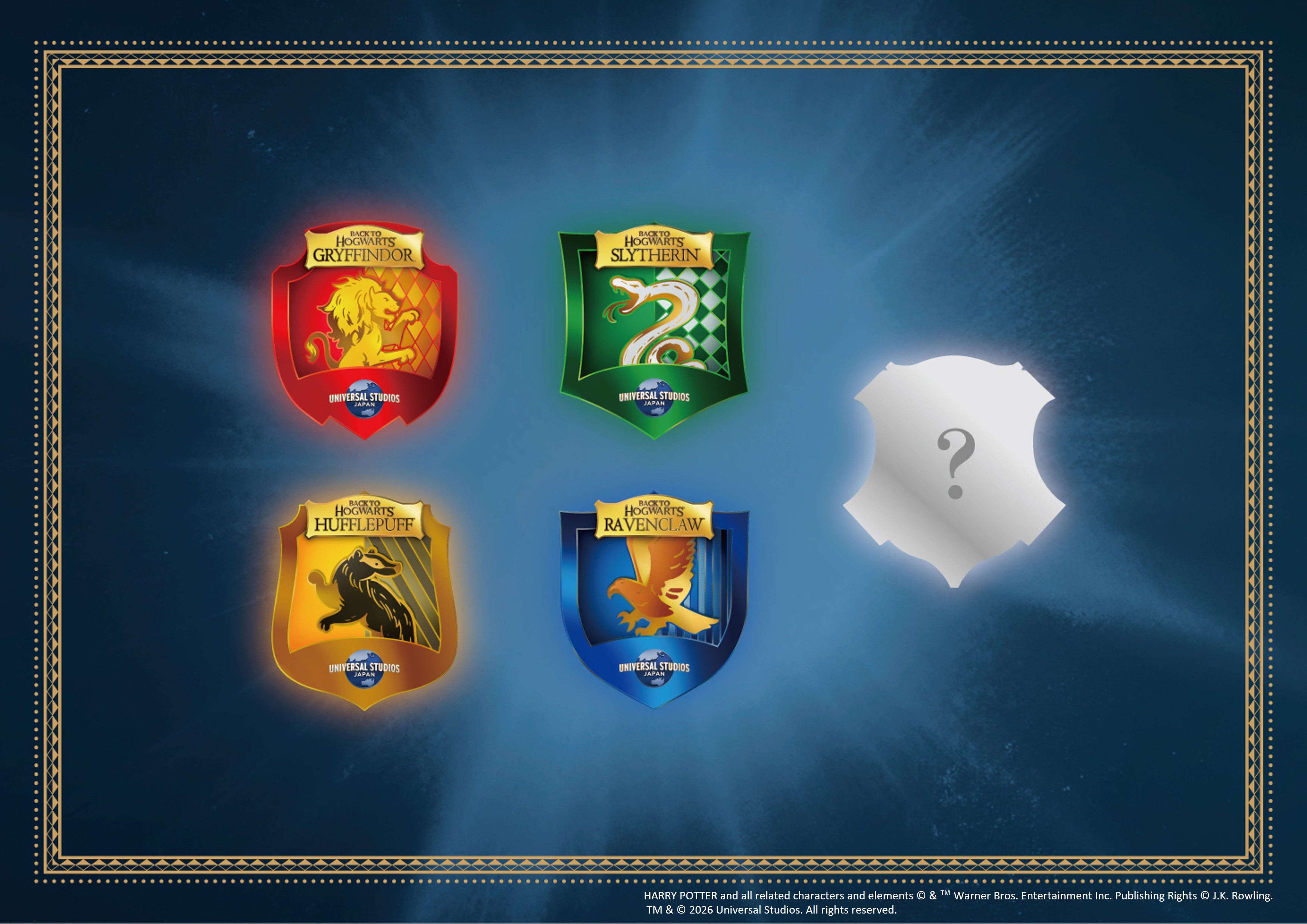 Back to Hogwarts house badge designs from Universal Studios Japan