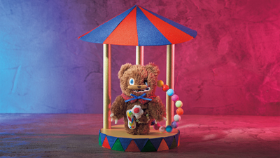 HamiKuma mascot keychain with colorful wrist strap