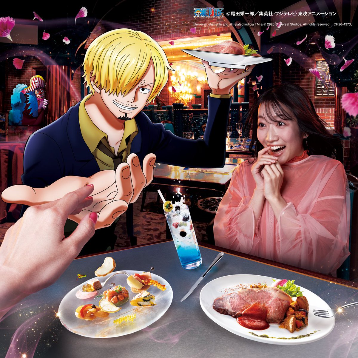 Sanji's Pirate Restaurant artwork for Universal Studios Japan's One Piece VIP group-tour package