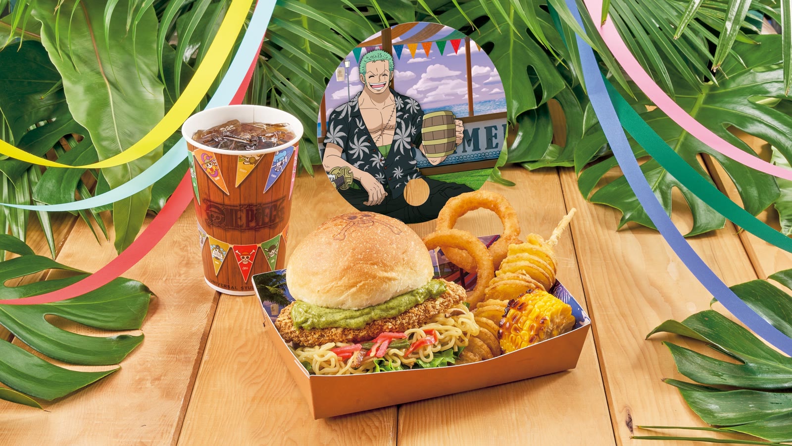 Zoro fish and yakisoba burger set