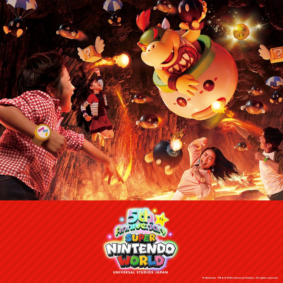 Universal Studios Japan Super Nintendo World 5th anniversary artwork for the Bowser Jr. Power-Up Band key challenge